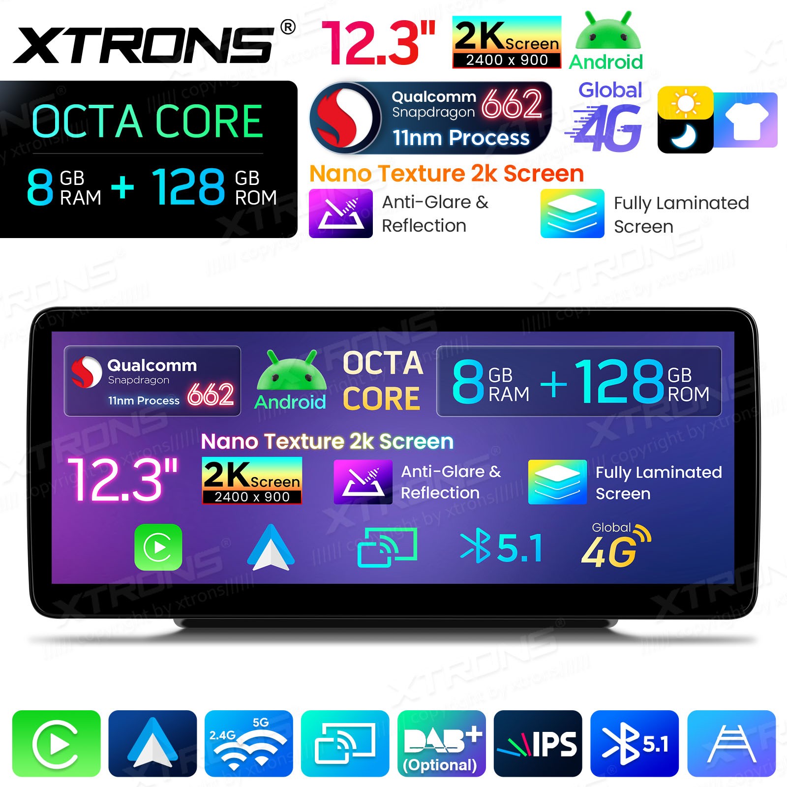 2K 12.3″ 8-Core Android Screen for Mercedes Benz C GLC W205 X253 NTG5.2 8+128G