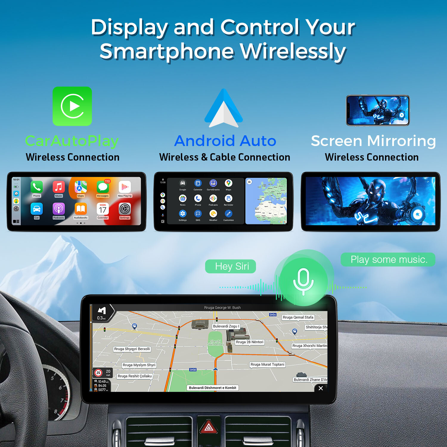 For Benz C-Class W204 07-10 Android 13 8-Core 64GB Car Stereo GPS Navi DSP 12.3″
