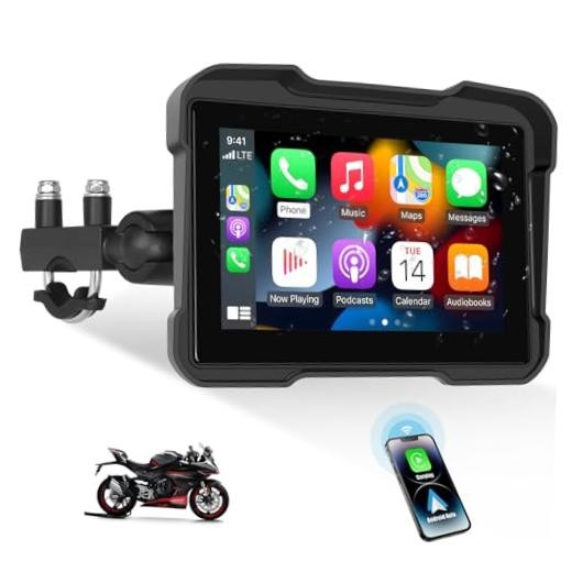 Motorcycle GPS Navigation System with Wireless Carplay Android Auto 5″ 5 inch