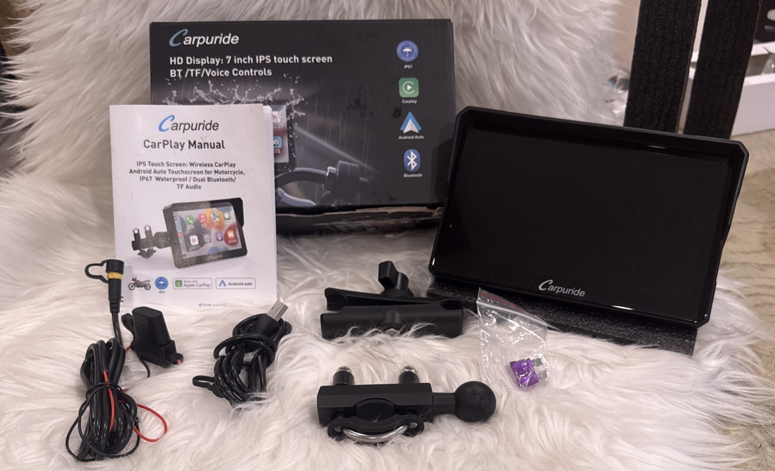 Carpuride W702 7” Motorcycle CarPlay & Android Auto GPS Navigation Screen-OPEN B