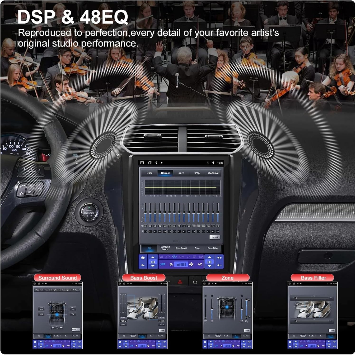 4+ 64 GB 12.1″ Car Radio Stereo Upgrade for 11-19 Ford Explorer, 8 Core