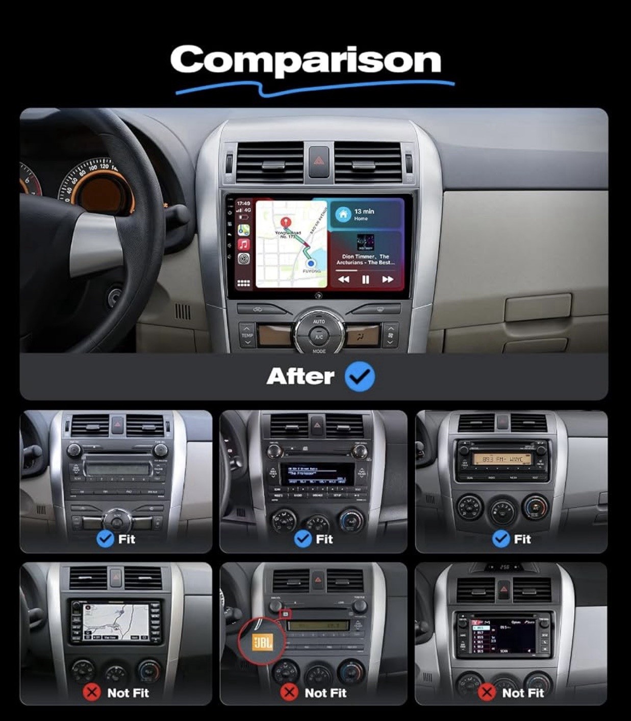 Car Stereo Radio 2008-2013 Toyota Corolla 9” Touchscreen Linux CarPlay BT