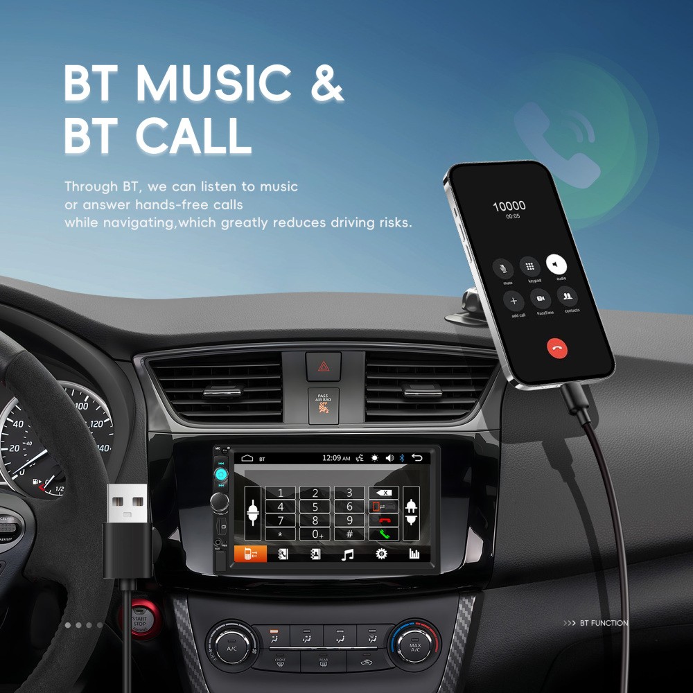 7″ Double 2DIN Car MP5 Player Bluetooth Touch Screen Stereo Radio FM Mirror Link