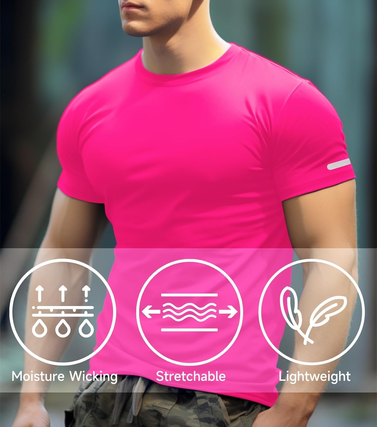 Mens Workout Shirts Fitted, Quick Dry Gym Tshirts Running Athletic Top Moisture