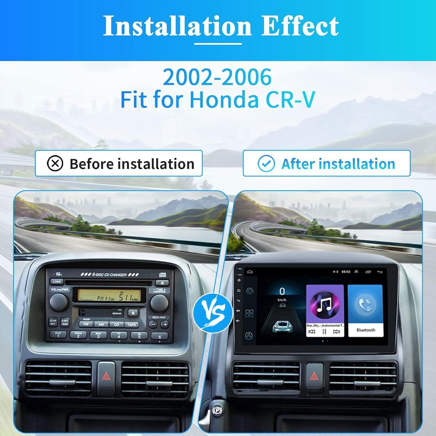 For 2002-2006 Honda CRV Android 15 head unit Apple Carplay 9″ Car Stereo Radio