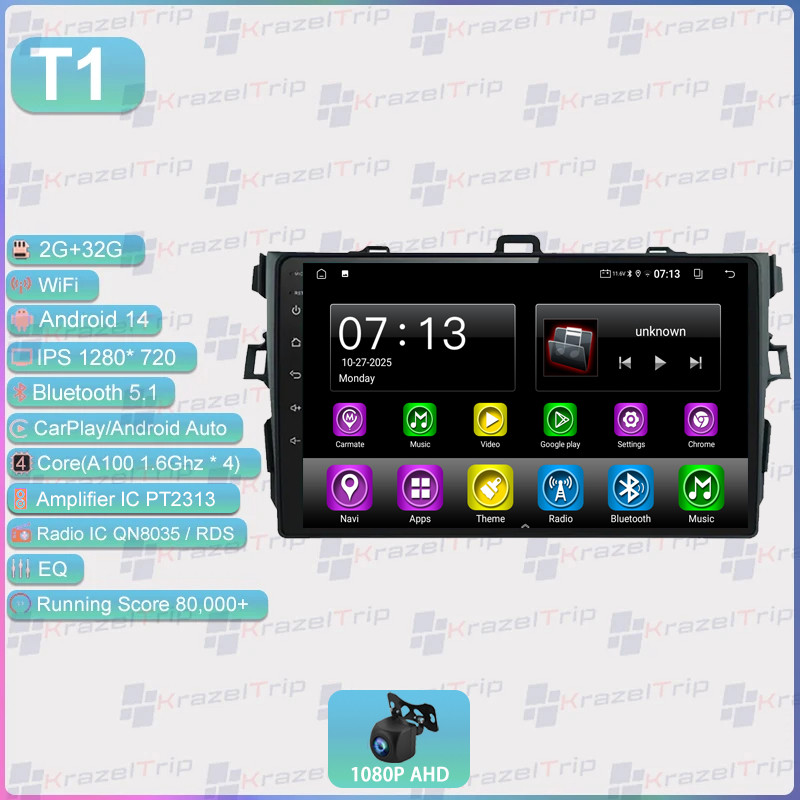 Android WIFI 8 Core 64G Car Stereo for Toyota Corolla E140 E150 2006 – 2012