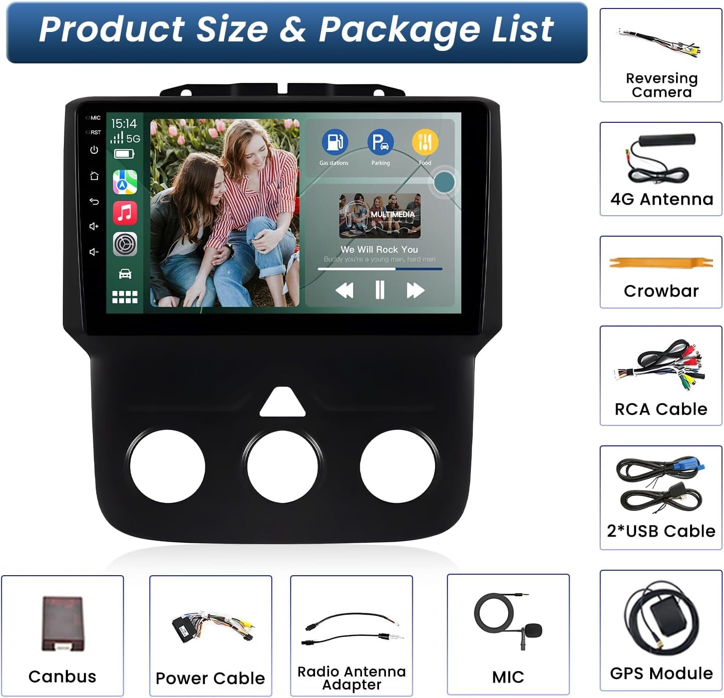 32g For Dodge Ram 2013-2019 1500 2500 3500 Android Stereo Radio CarPlay 1280*800