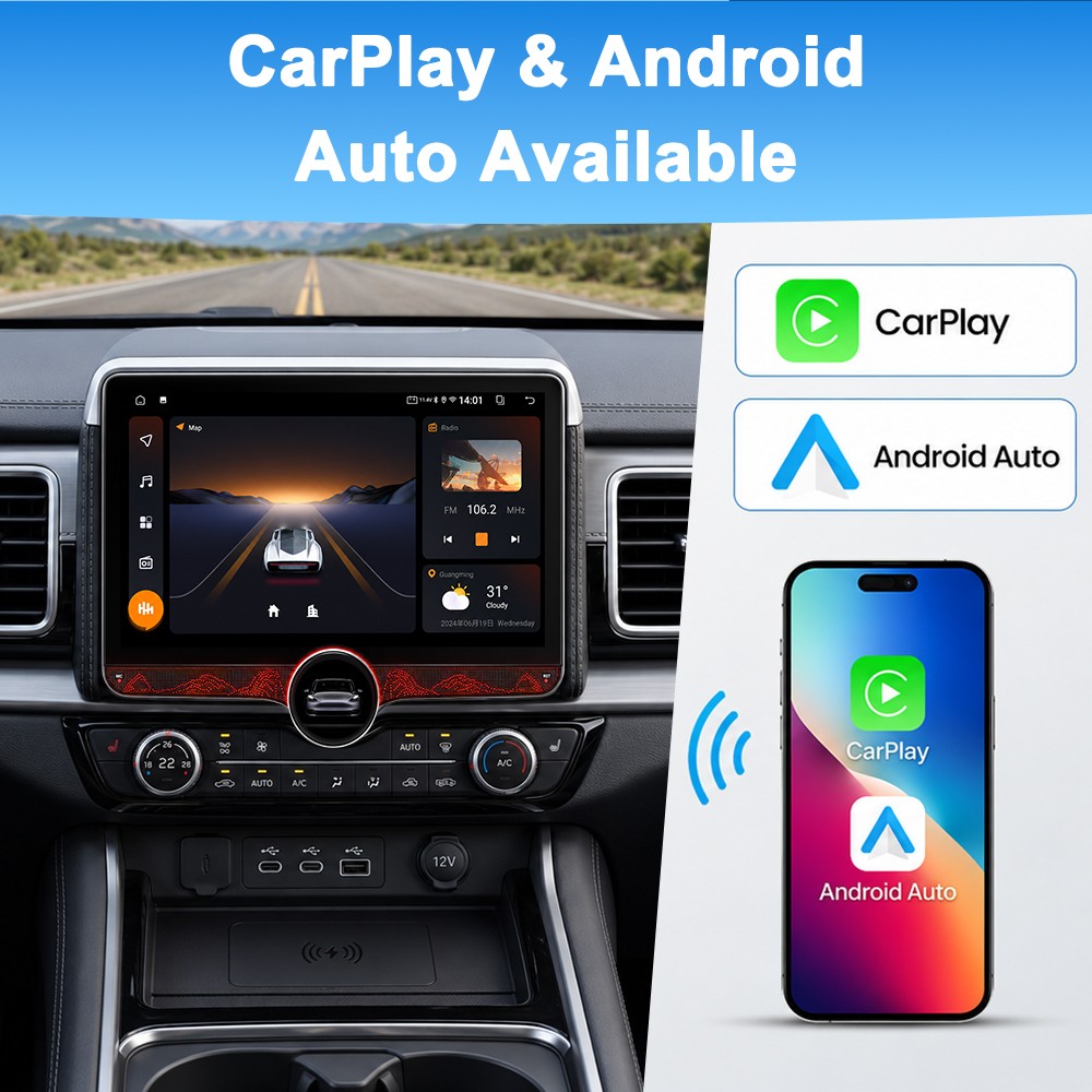 Double Din 10.1″ Car Stereo Android 15 Apple CarPlay Head Unit Radio Navigation