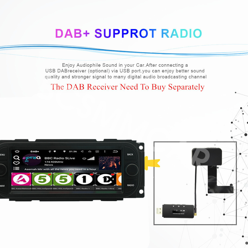 6.8in Radio Multimedia Player BT Mirror Link Cam Fit For Jeep Wrangler 2003-2006
