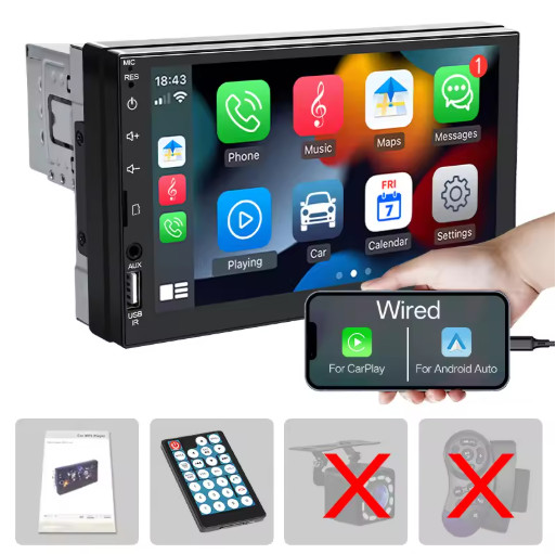 7 Inch Car MP5 Player CarPlay Android Auto Touch Screen Multimedia Radio