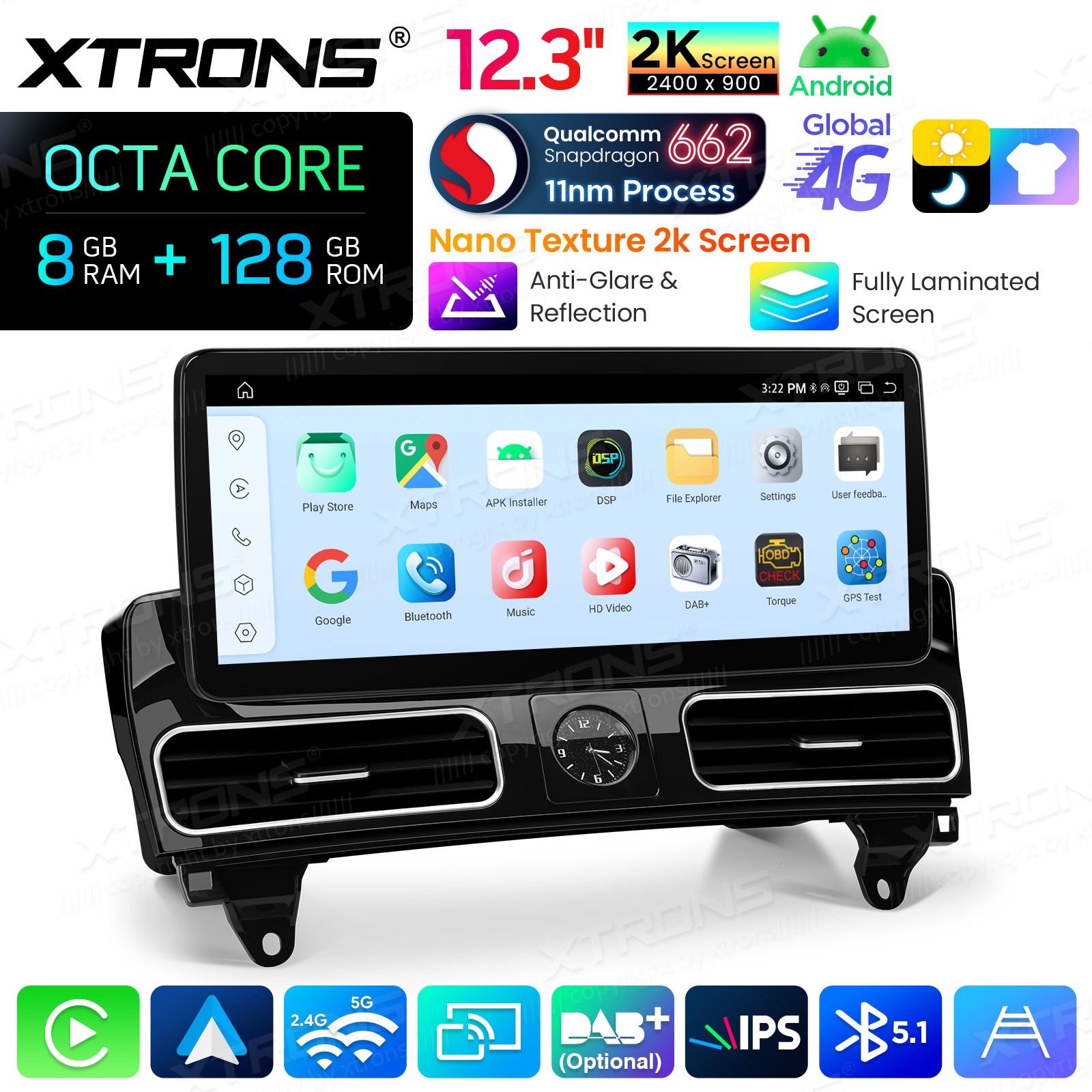 12.3″ Android 14 GPS Navigation for Mercedes ML W166 GL X166 8GB 128GB 2K Screen