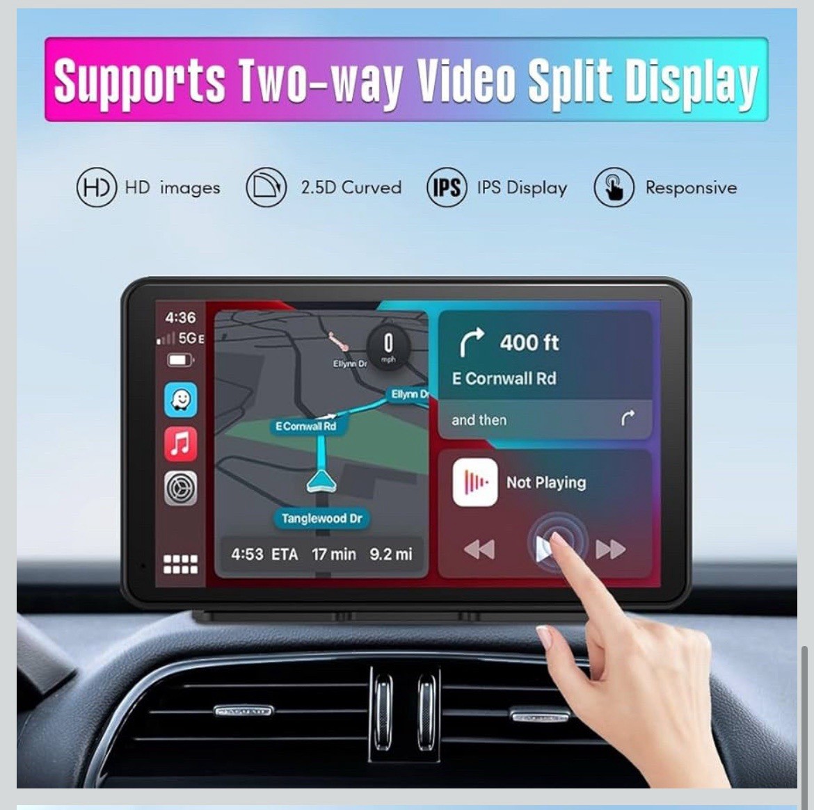Universal Portable Wireless Carplay Screen Android Auto 7 Inch Touchscreen