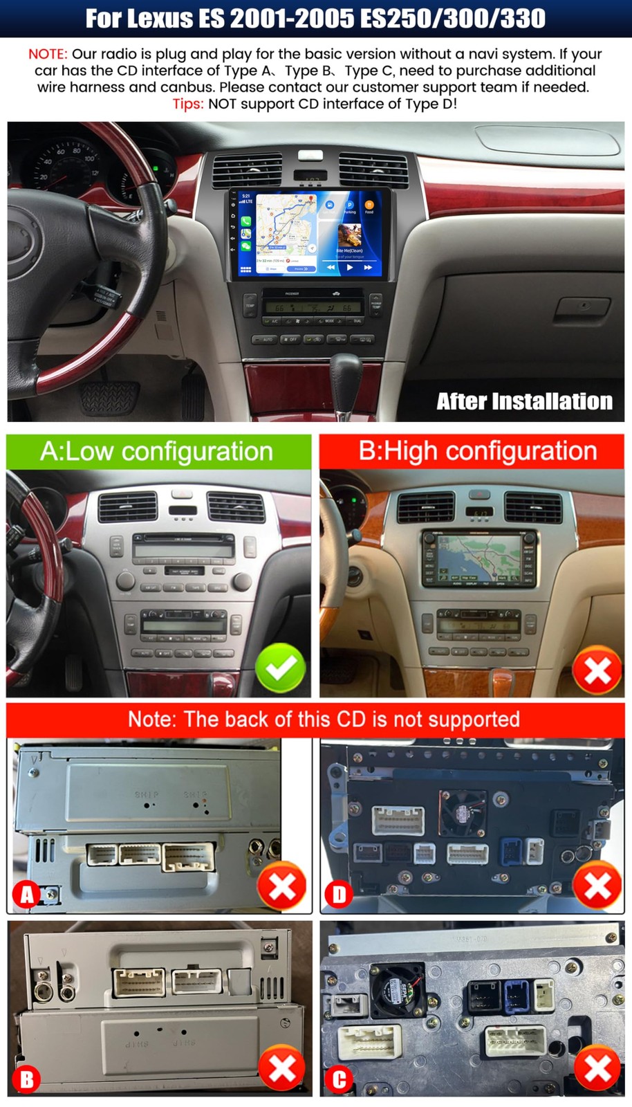 Unitopsci 464G Android 15 Car Stereo For Lexus Es 2001-2005 Es250/300/330