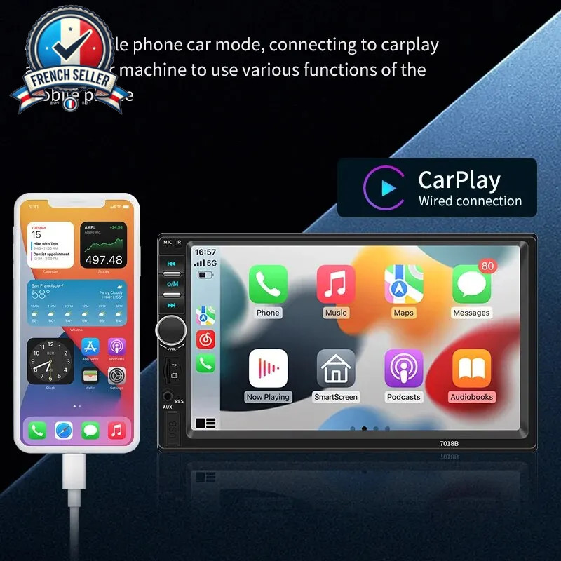 2DIN 7″ Touch Screen Car Radio – Multimedia Stereo Bluetooth, USB, TF, FM, MP5