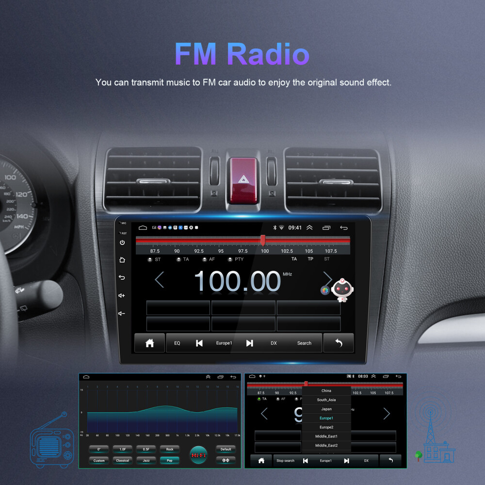 2G+32GB 10“ Android Car Stereo Radio 2 DIN Apple Carplay GPS Navi WIFI W/ Camera