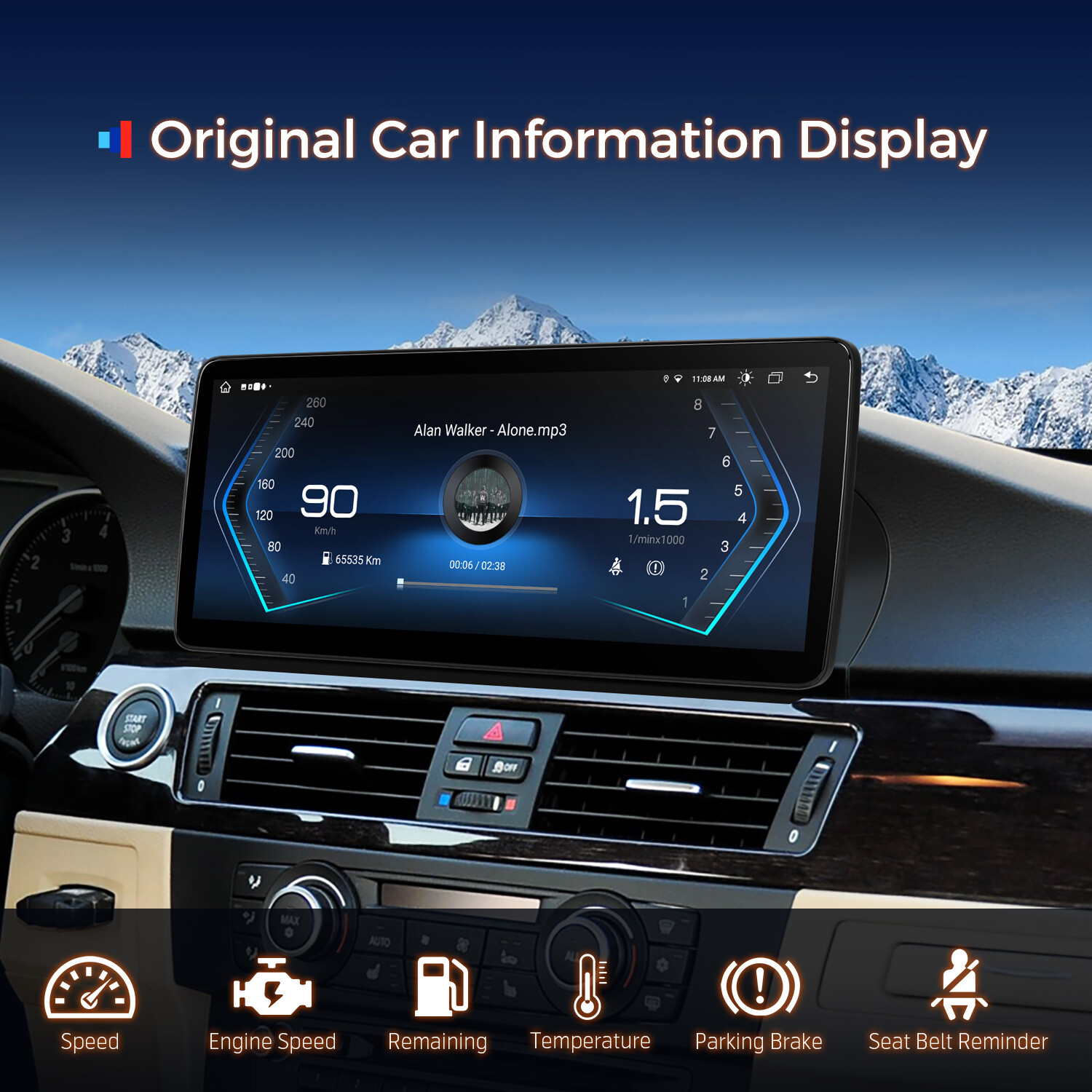 4G Android 13 4+64G Car Stereo GPS CarPlay Navi WiFi For BMW E90 E91 E92 E93 CIC