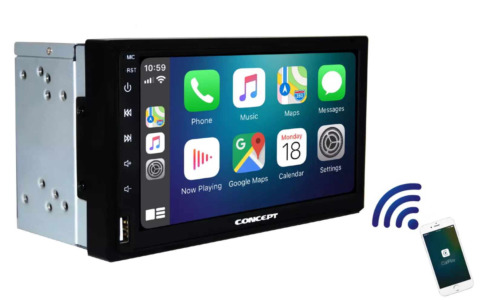 Concept DL-70 Wireless 7″ Touch Screen In-Dash Receiver w/Apple Carplay/Android