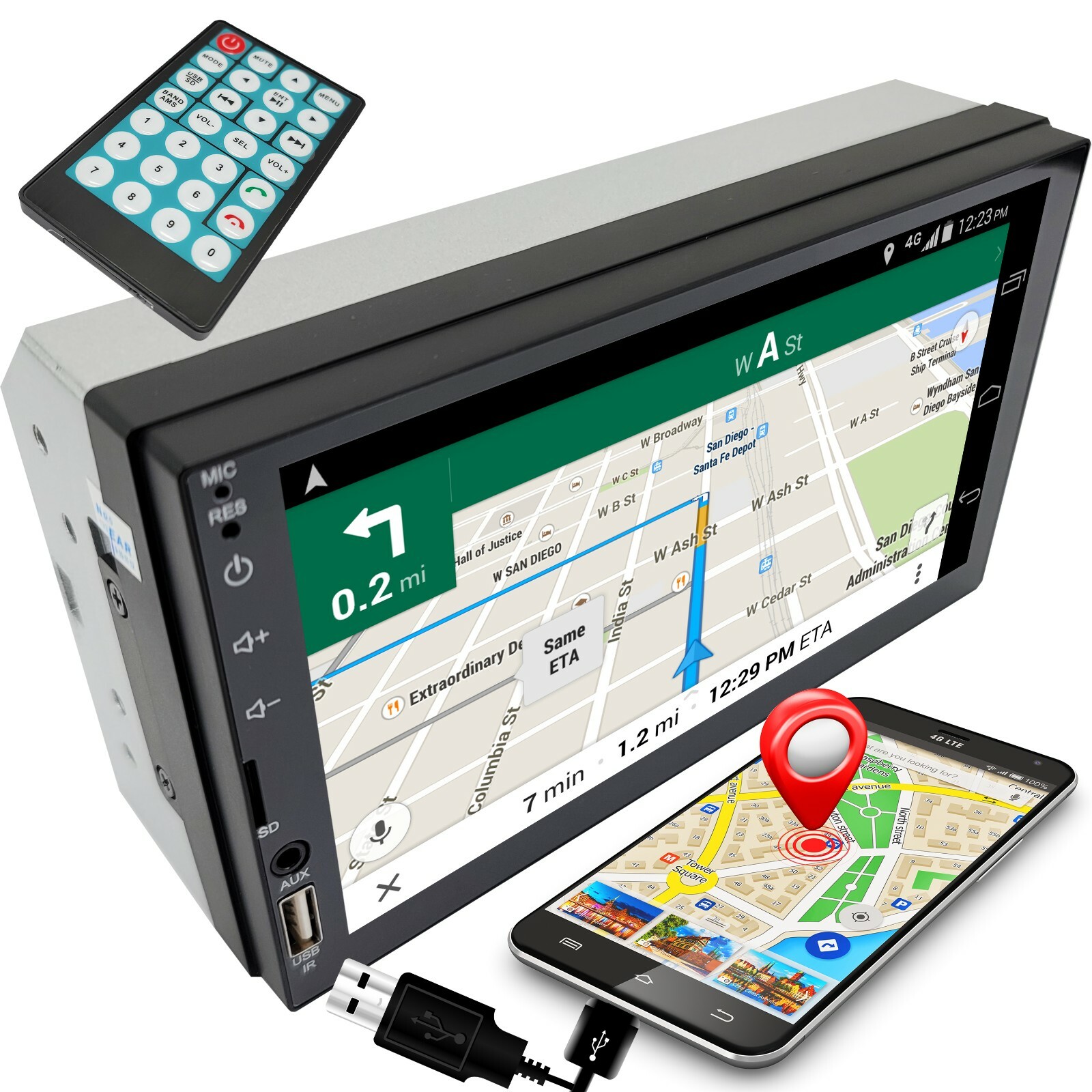7″ 2DIN Car Stereo Radio Touch Screen USB MP5 Player Mirror Link carplay + Cam