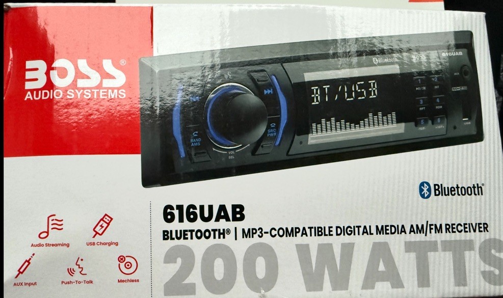 BOSS 616UAB Stereo, Bluetooth, AM/FM Radio, MP3, USB, Aux In – NEW/SEALED BOX