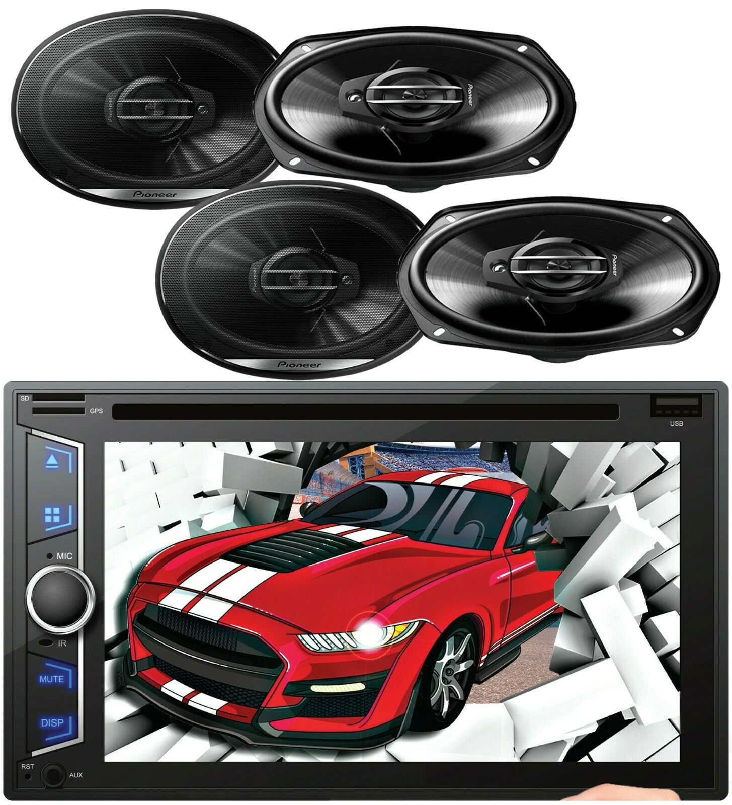 Audiotek AT-D76ML 6.2″ Touchscreen Receiver+ 4x Pioneer TS-G6930F 6×9″ Speakers
