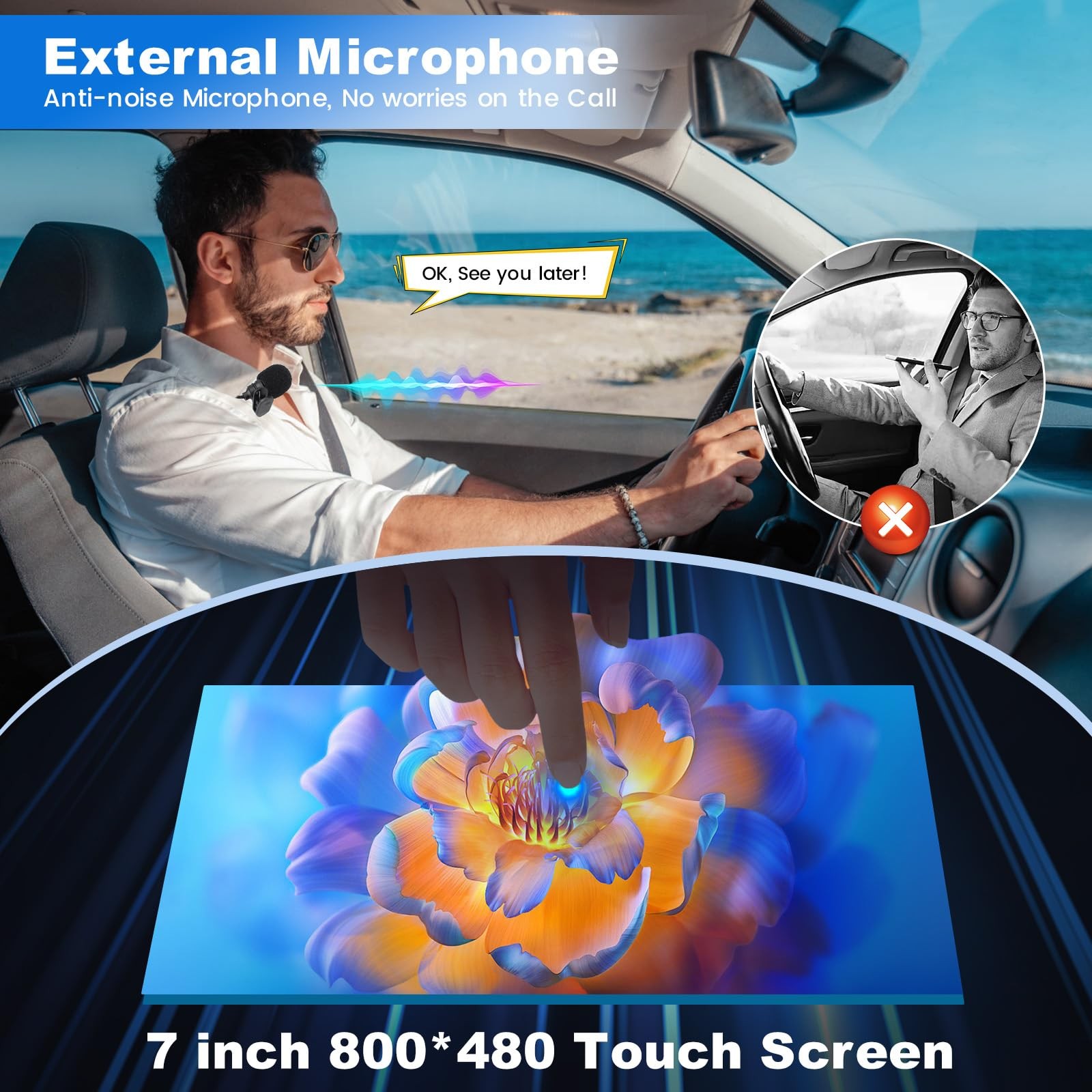 Double Din Car Stereo with Apple CarPlay and Android Auto, 7 Inch HD Touchscr…