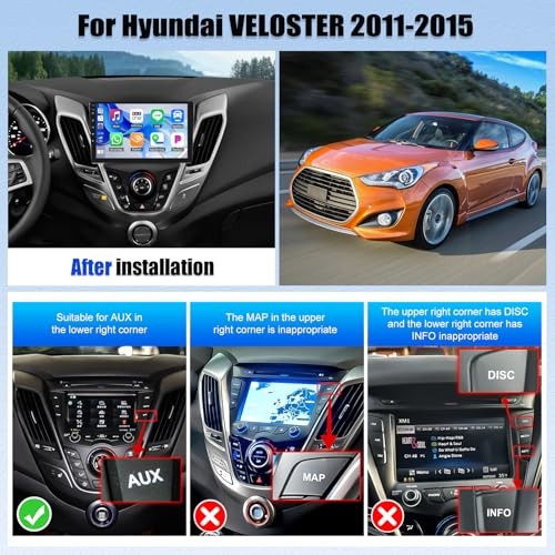 8 core 4+64G for Hyundai Veloster 2011-2017 Android 15 Car Stereo 9 inch