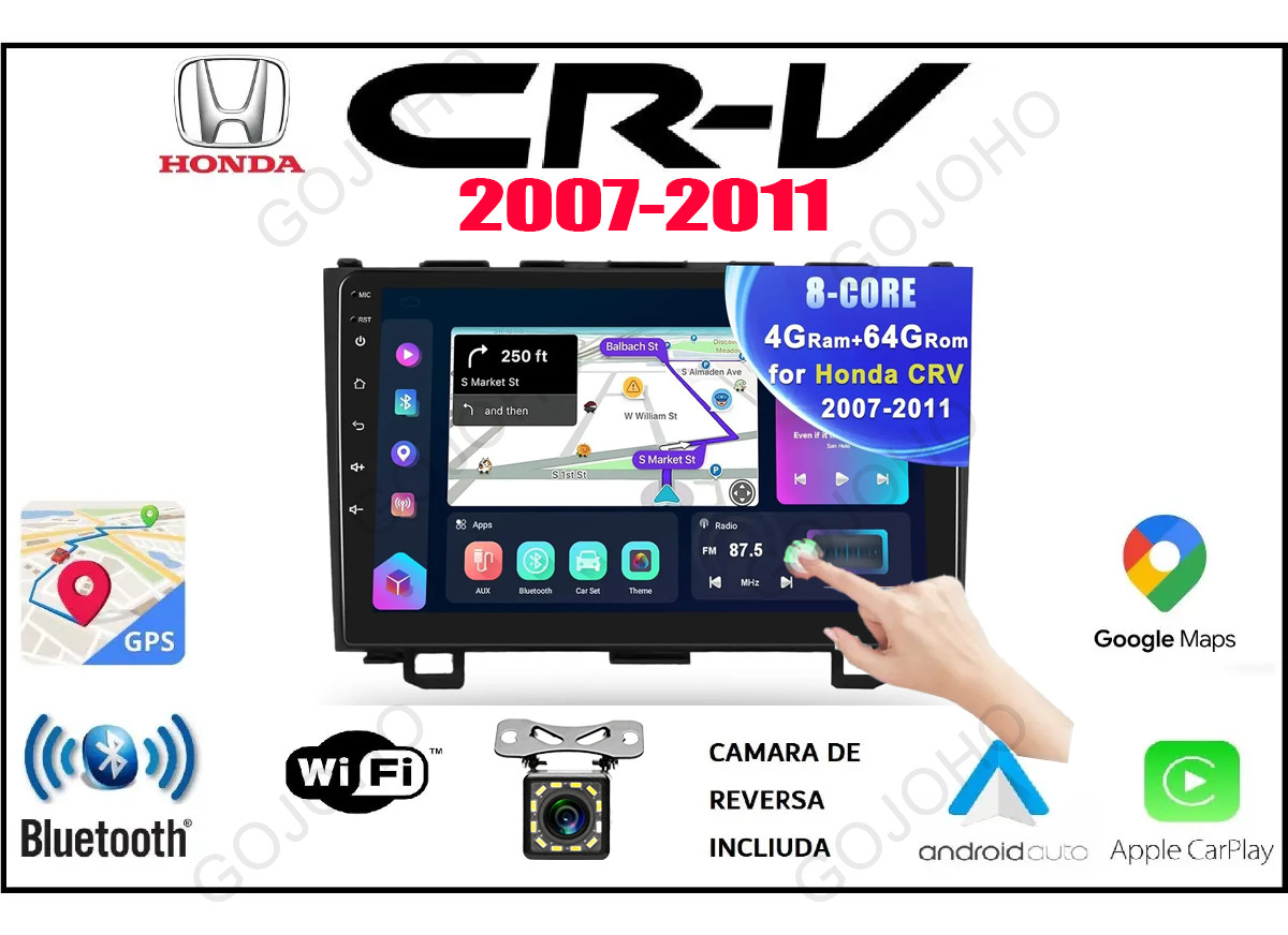 9″ 64GB WIRELESS CARPLAY CAR STEREO RADIO GPS FOR HONDA CRV 2007-2011