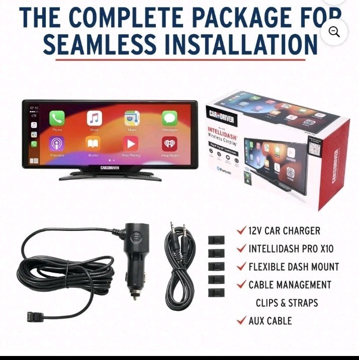 Car and Driver Intellidash Pro X10 Wireless Carplay, New, 10″ Touch Screen