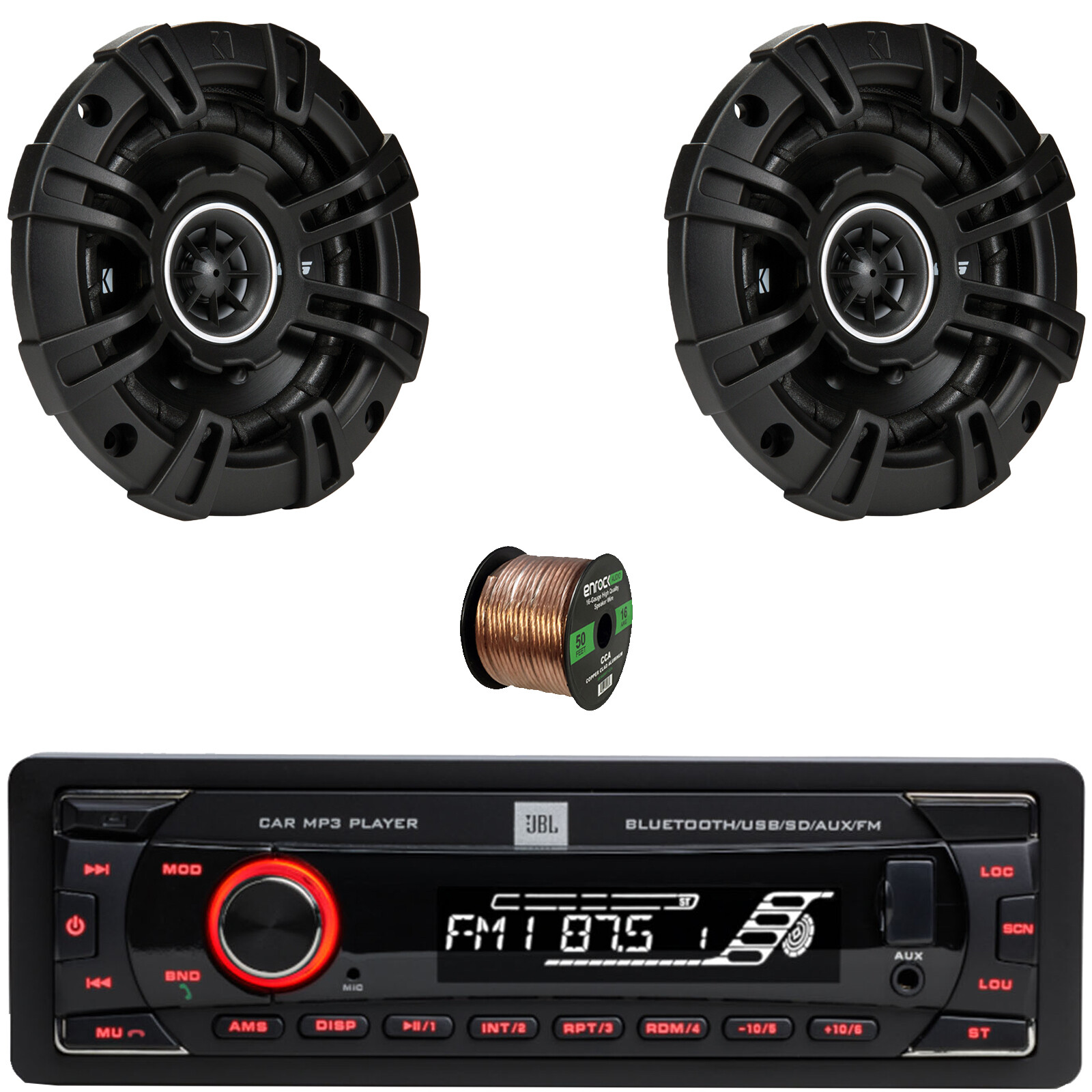 JBL Celebrity100 1-DIN Bluetooth SD/MP3 Stereo, 4″ 120W Max Speakers (Pair)