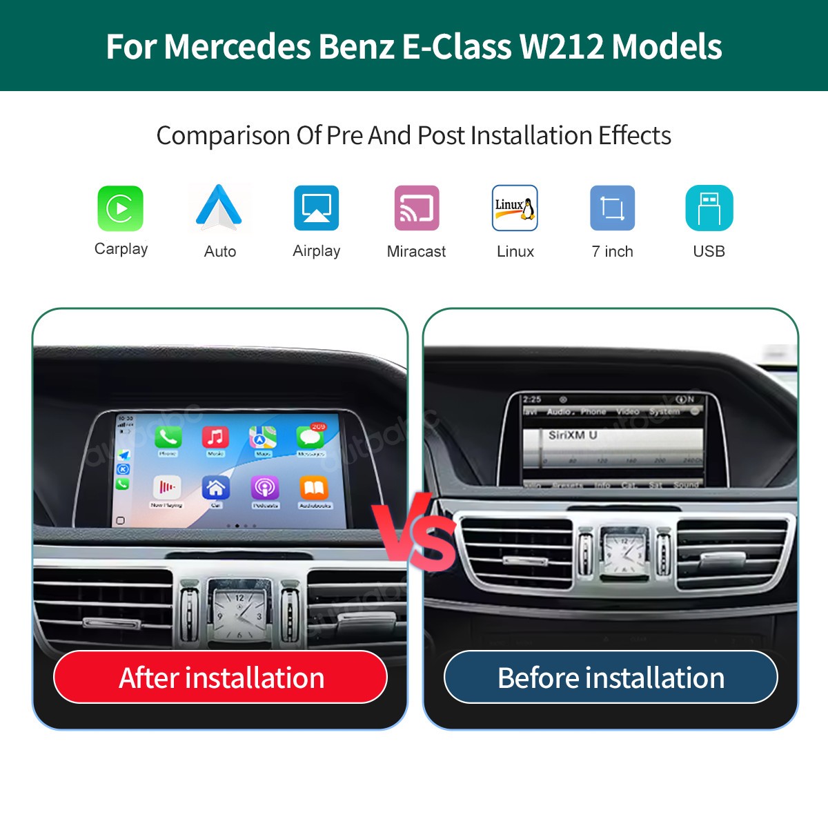For 2010-2016 Mercedes Benz E Class W212 Carplay Android Auto 7 inch Touchscreen
