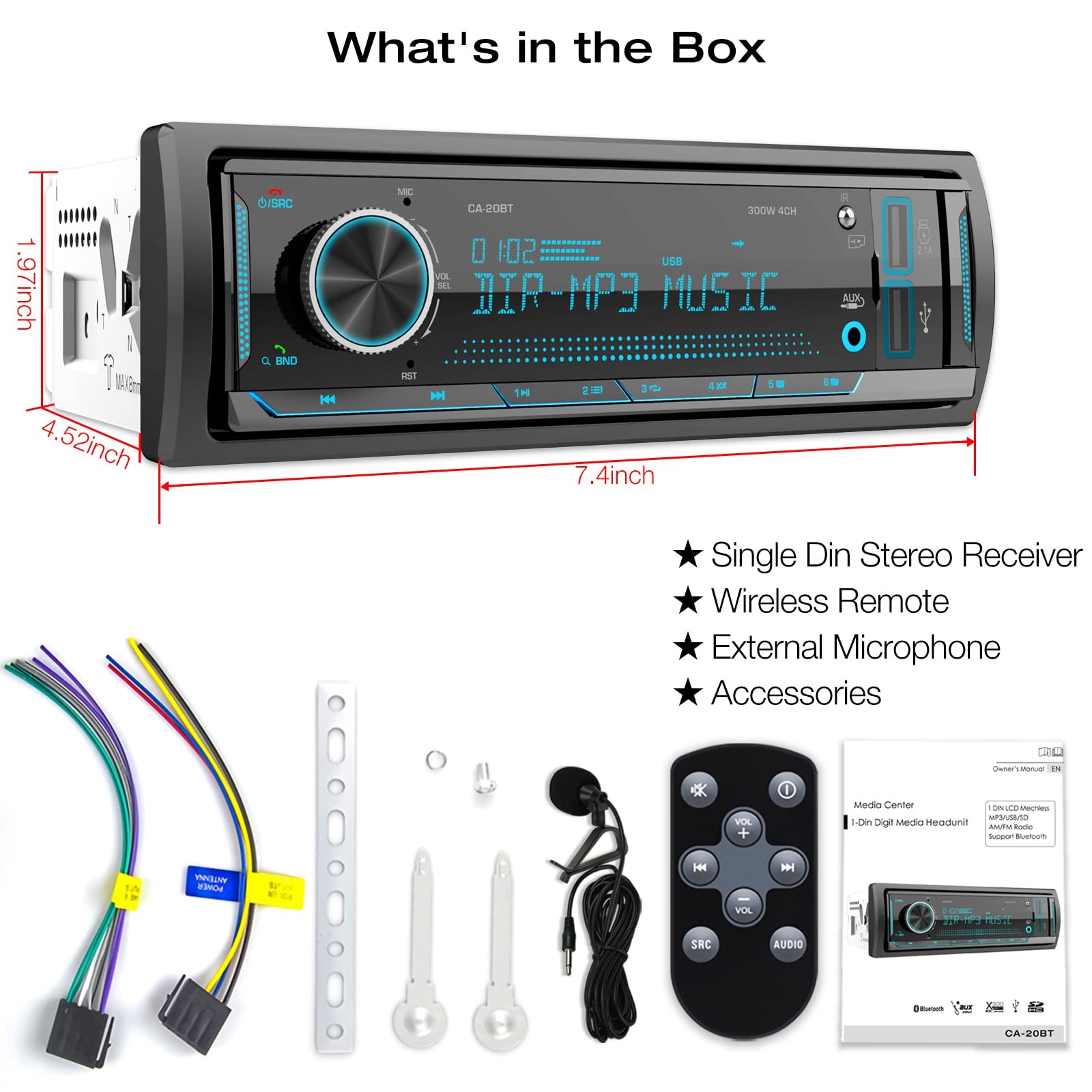 Single Din Stereo Marine Radio: Bluetooth Din, Radio