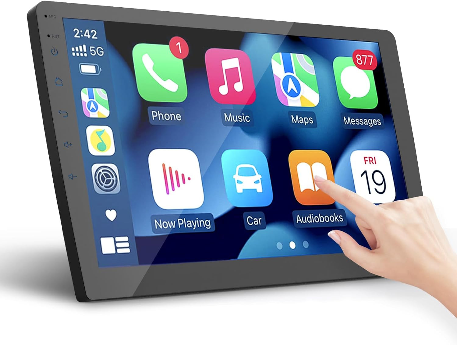 Double Din Car Stereo, 10.1″ HD Touchscreen with Wireless Apple Carplay & Androi