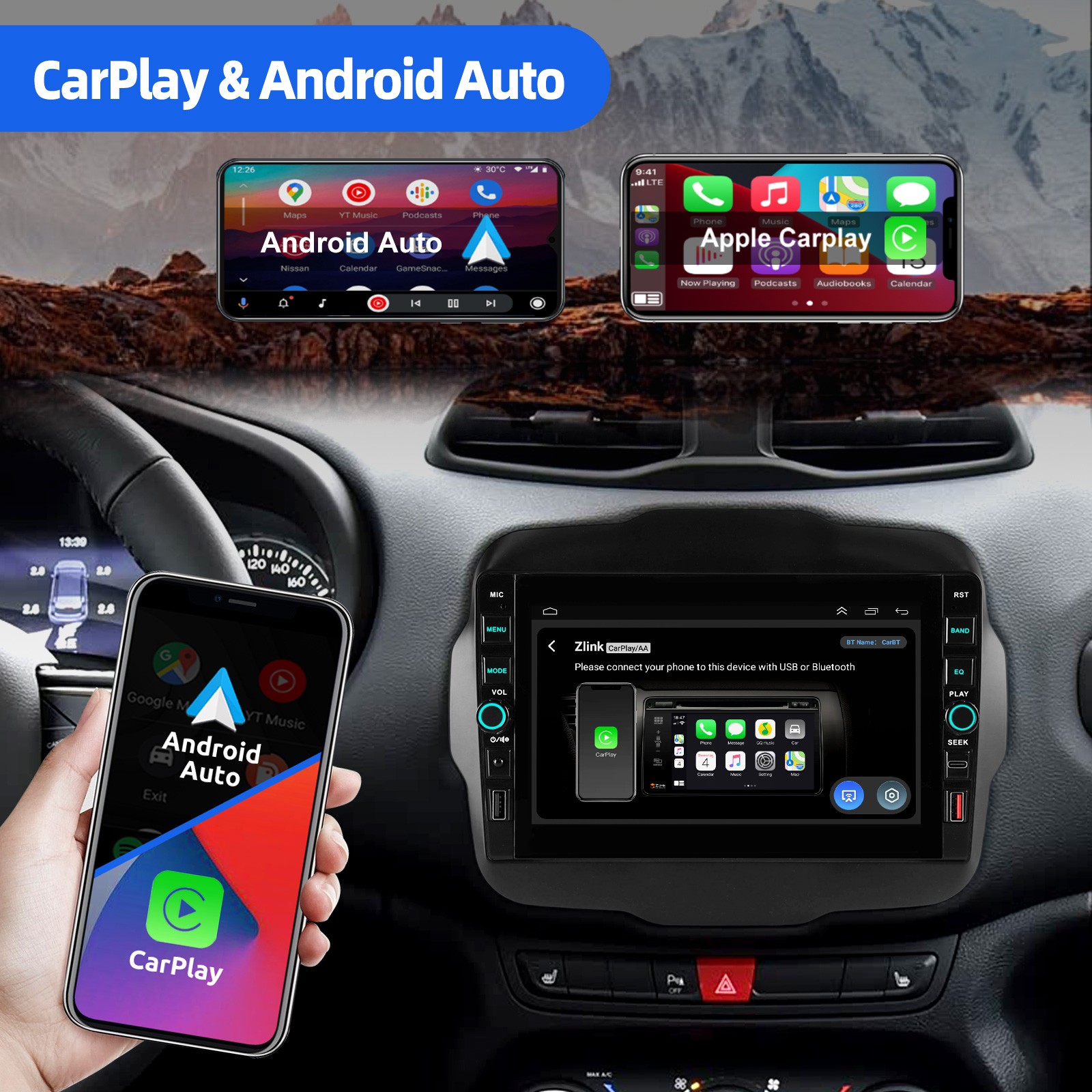 9″ ESSGOO Car Stereo 4G+64G 2 Din Android 15.0 GPS FM WiFi BT GPS Wireless Radio
