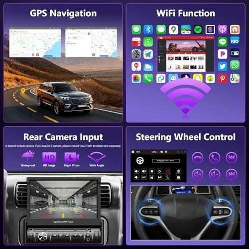 Single Din Car Stereo,7 inch Flip Out Screen Car Player, Single Din Slide Out