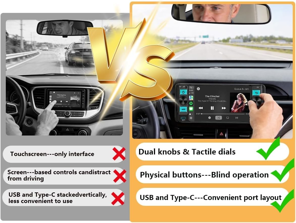Power Acoustic Single DIN 6.5″ Touchscreen Car Stereo Apple Carplay