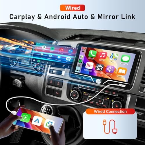 Single Din Car Stereo Carplay Android Auto, 7 Inch HD Touch Screen Car Radio