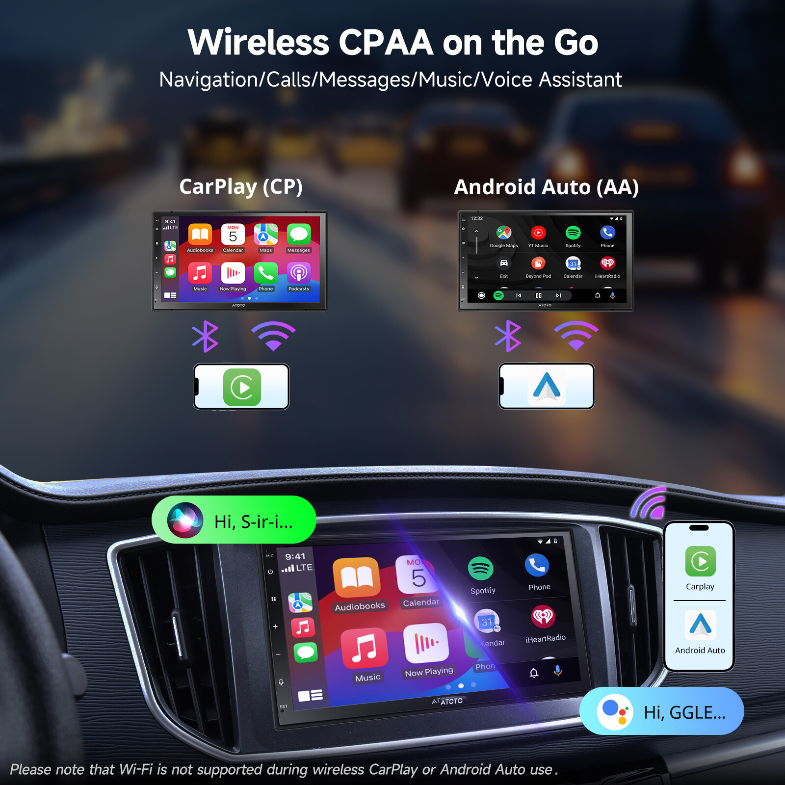 ATOTO 9″ A6PF 2DIN Car Stereo Wireless Android Auto CarPlay GPS Track Navi Radio