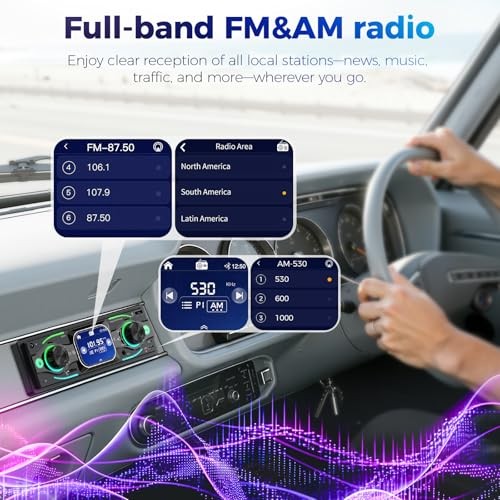 Single DIN Car Stereo with Touchscreen, Bluetooth Audio, Car Radio Receiver,