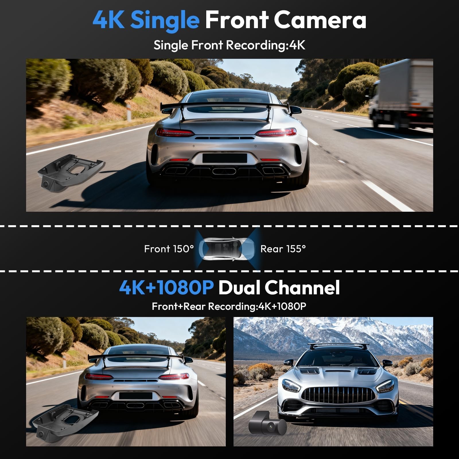 Front 4K & Rear 1080P Dash Cam for Honda Accord 2023 2024 2025 2026 Hybrid LX…