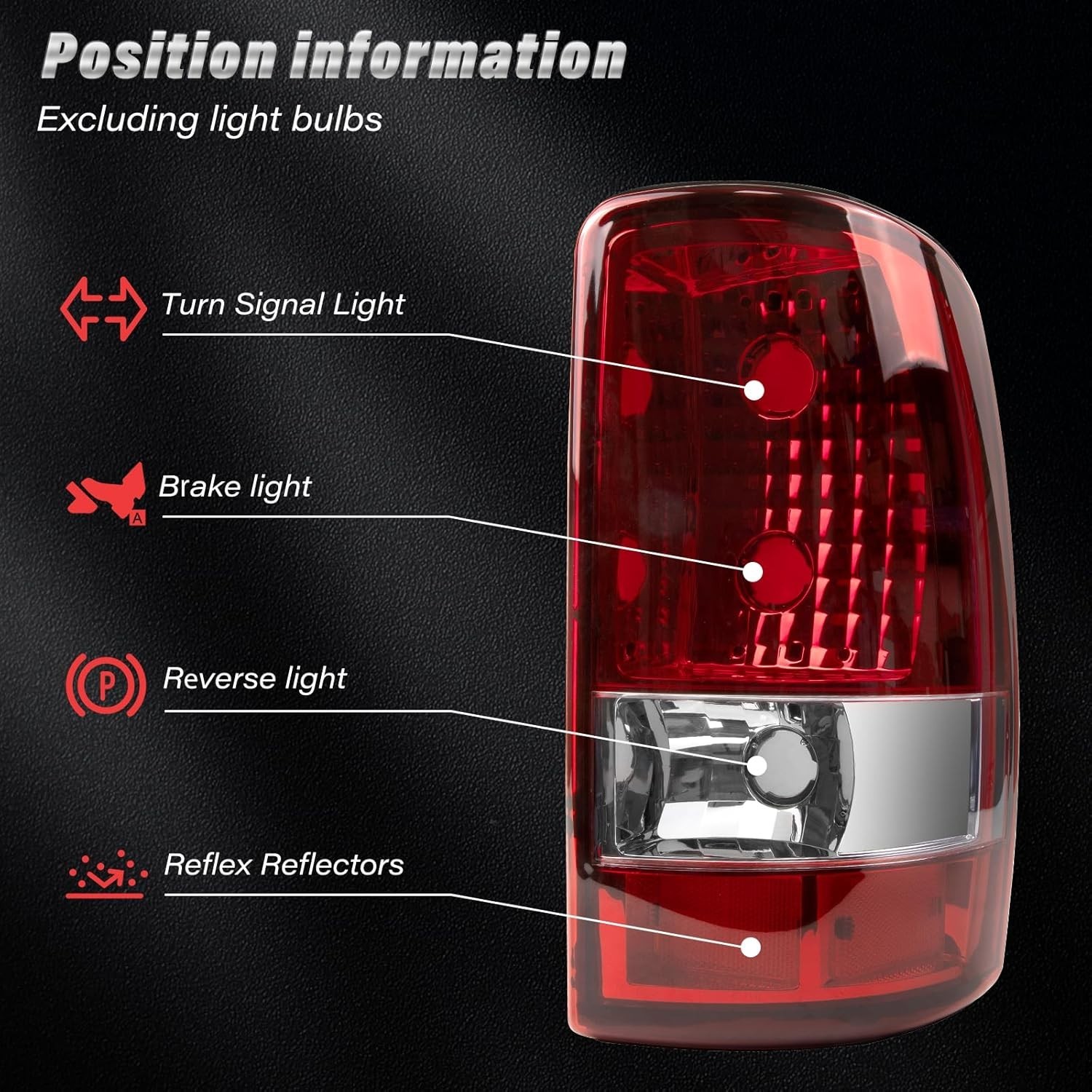 Pair Tail Lights Lamps For Chevy Suburban 1500/ 2500 Tahoe GMC Yukon 2000-2006