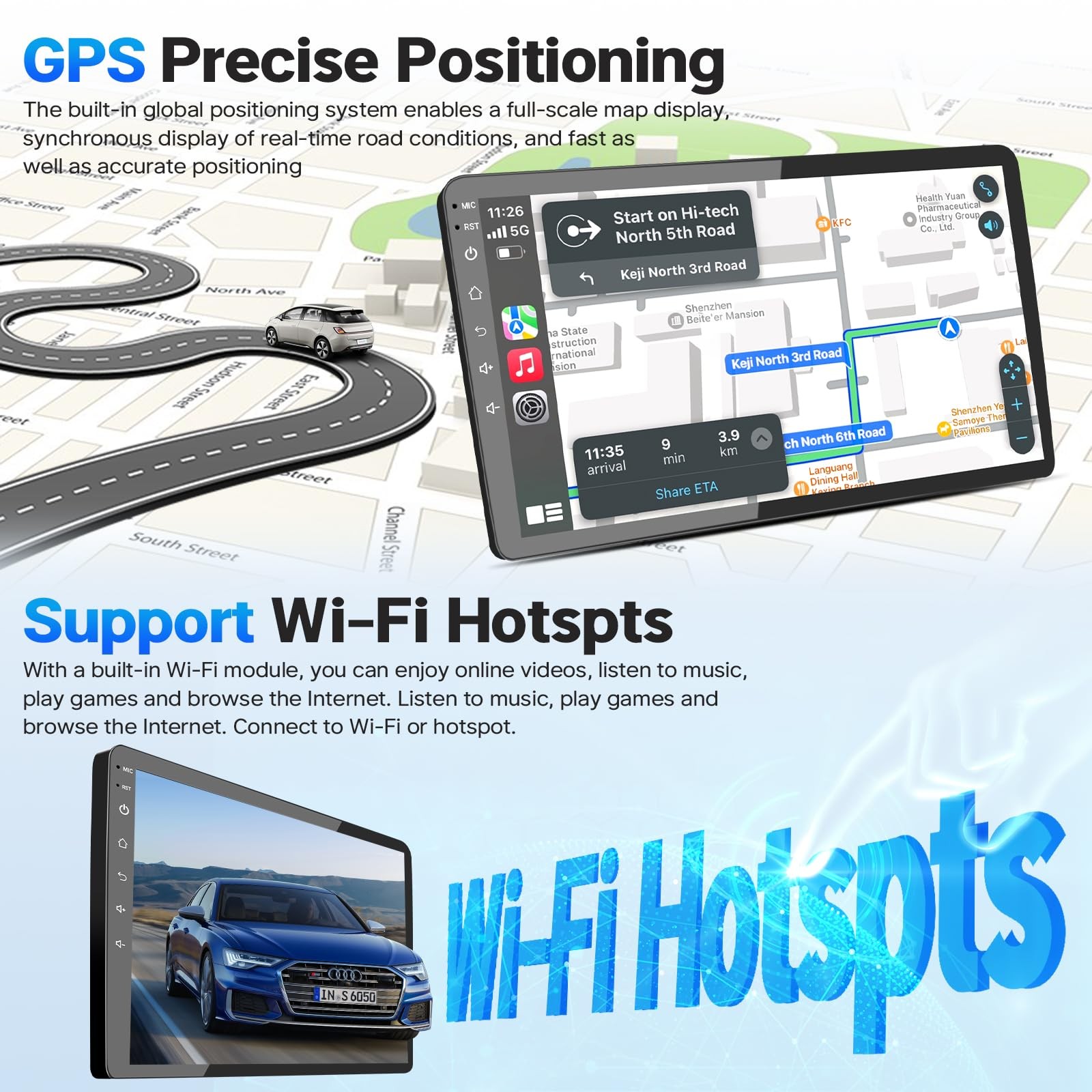For Toyota Sienna 2004-2010 Android 12 Apple CarPlay Car Radio GPS Navi Cam JBL