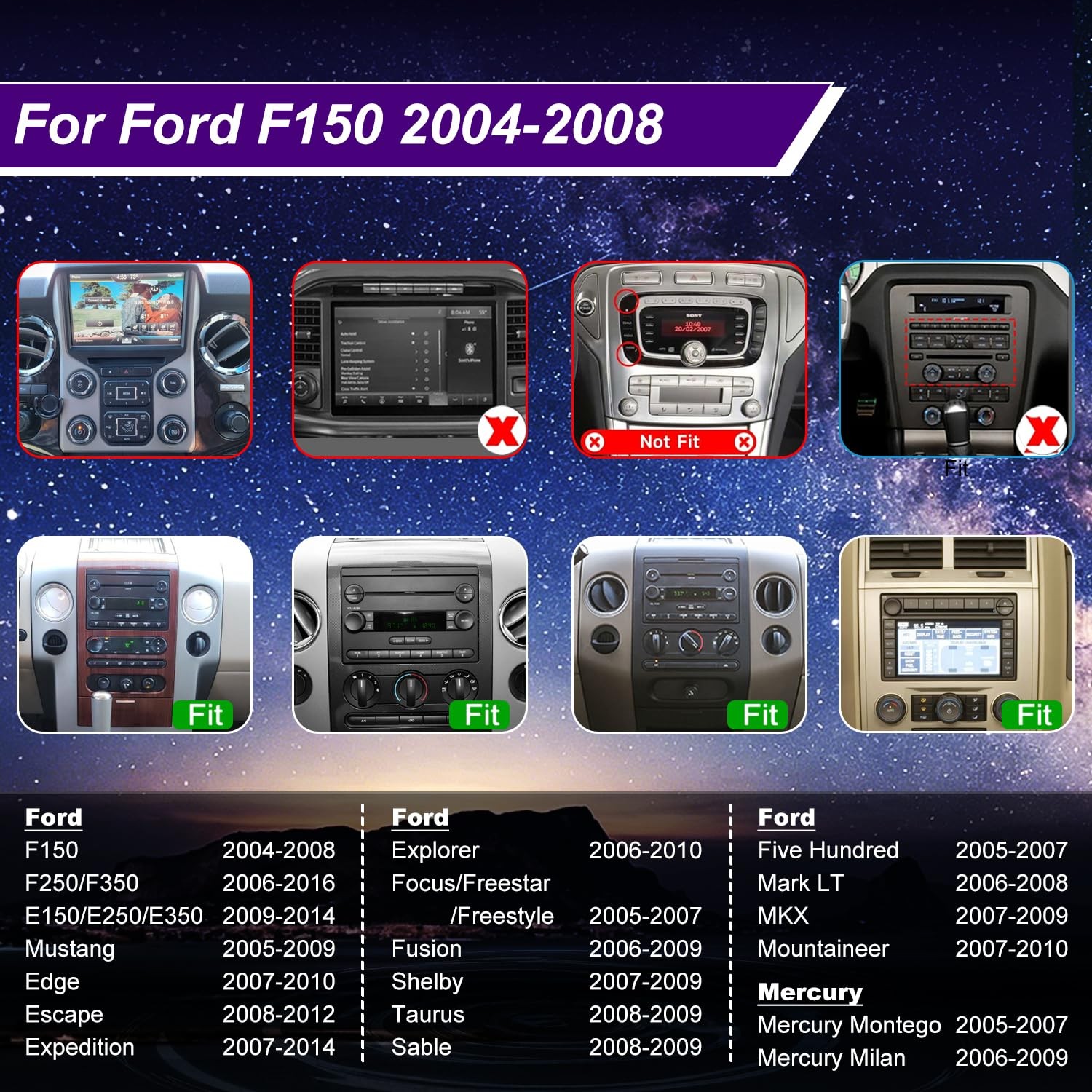 5G WiFi Touchscreen Radio for Ford F150 F250 F350 2004-2016, CarPlay GPS