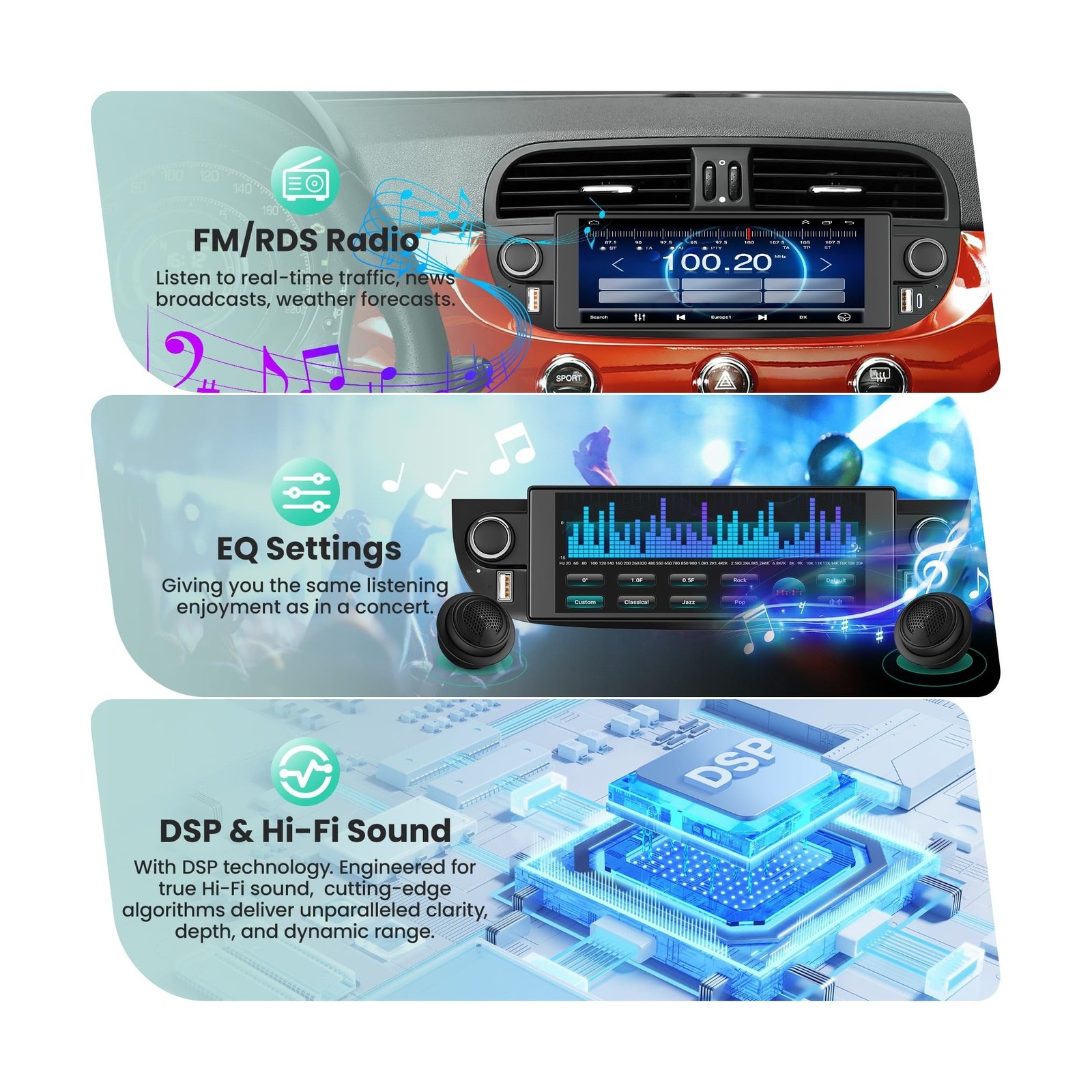 4+64GB Car Radio for Fiat 500 2007-2015 with Wireless Carplay&Android Auto, A…
