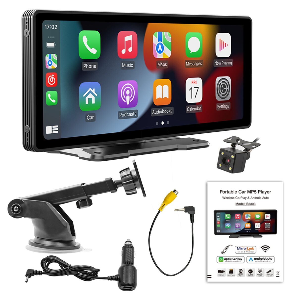 9.3inch Car MP5 Player Wired Wireless CarPlay Mirror Link With 4LED Rear Camera