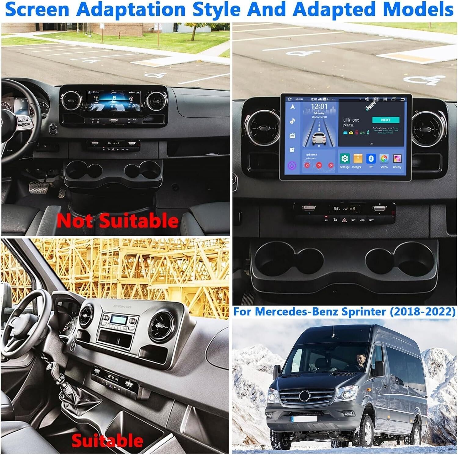 13.3″ Android Carplay Car Stereo Radio GPS Navi 2+32GB For 18-22 Benz Sprinter