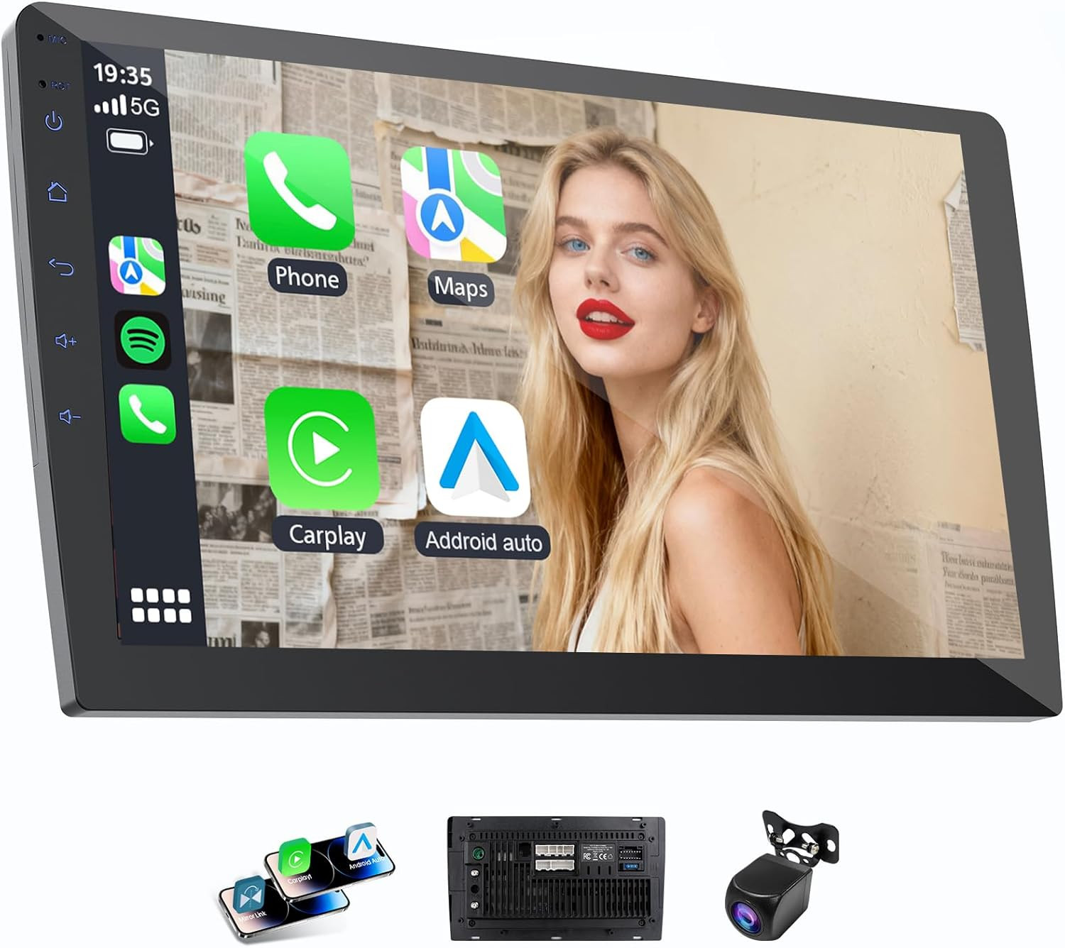 10.1″ HD Touchscreen Wireless Carplay Screen for Car with Apple Carplay and Andr