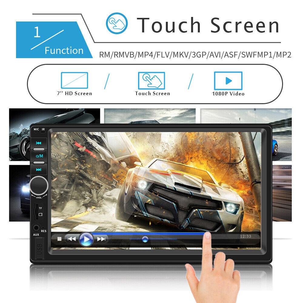 7 Inch 2 DIN Car MP5 Player Bluetooth FM Radio Touch Screen+IR LED Backup Camera