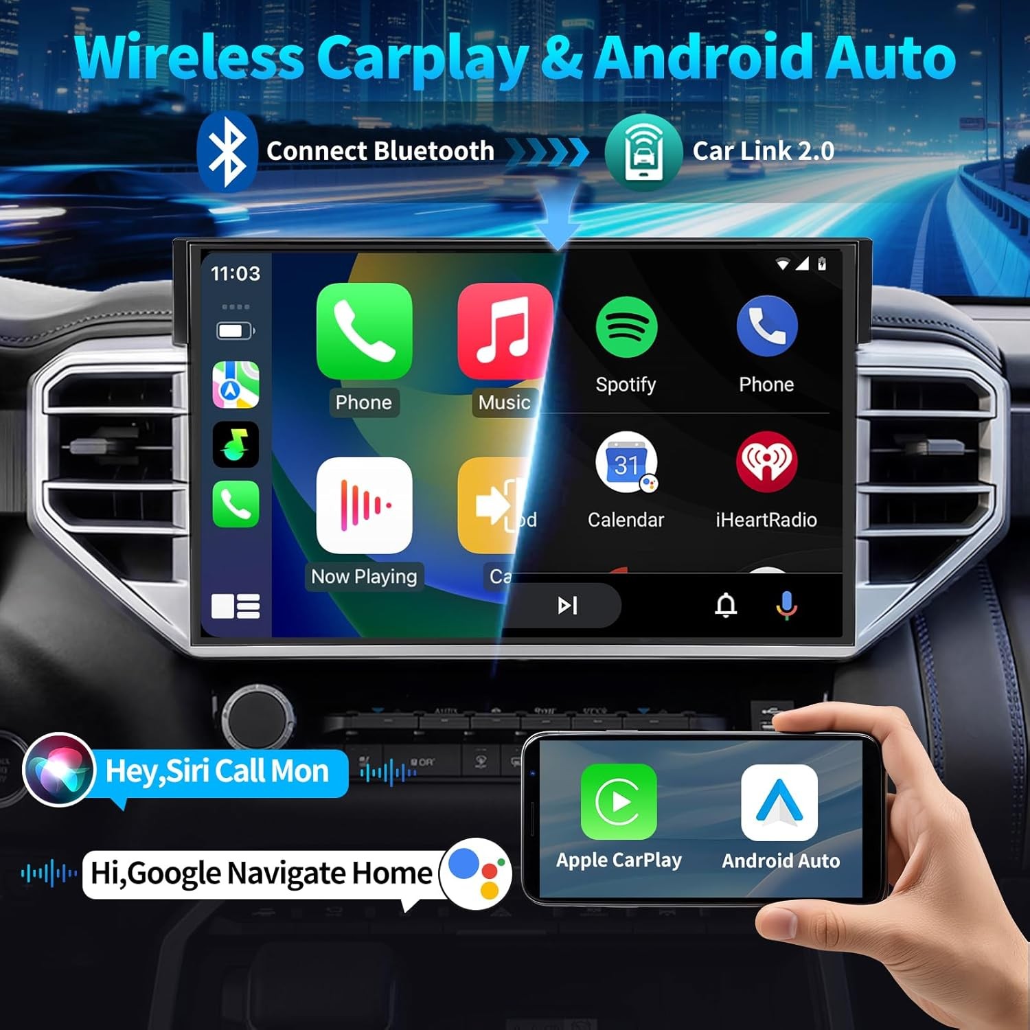 14.6” Large Screen Car Radio Stereo GPS Carplay For Toyota Tundra 2019~2024