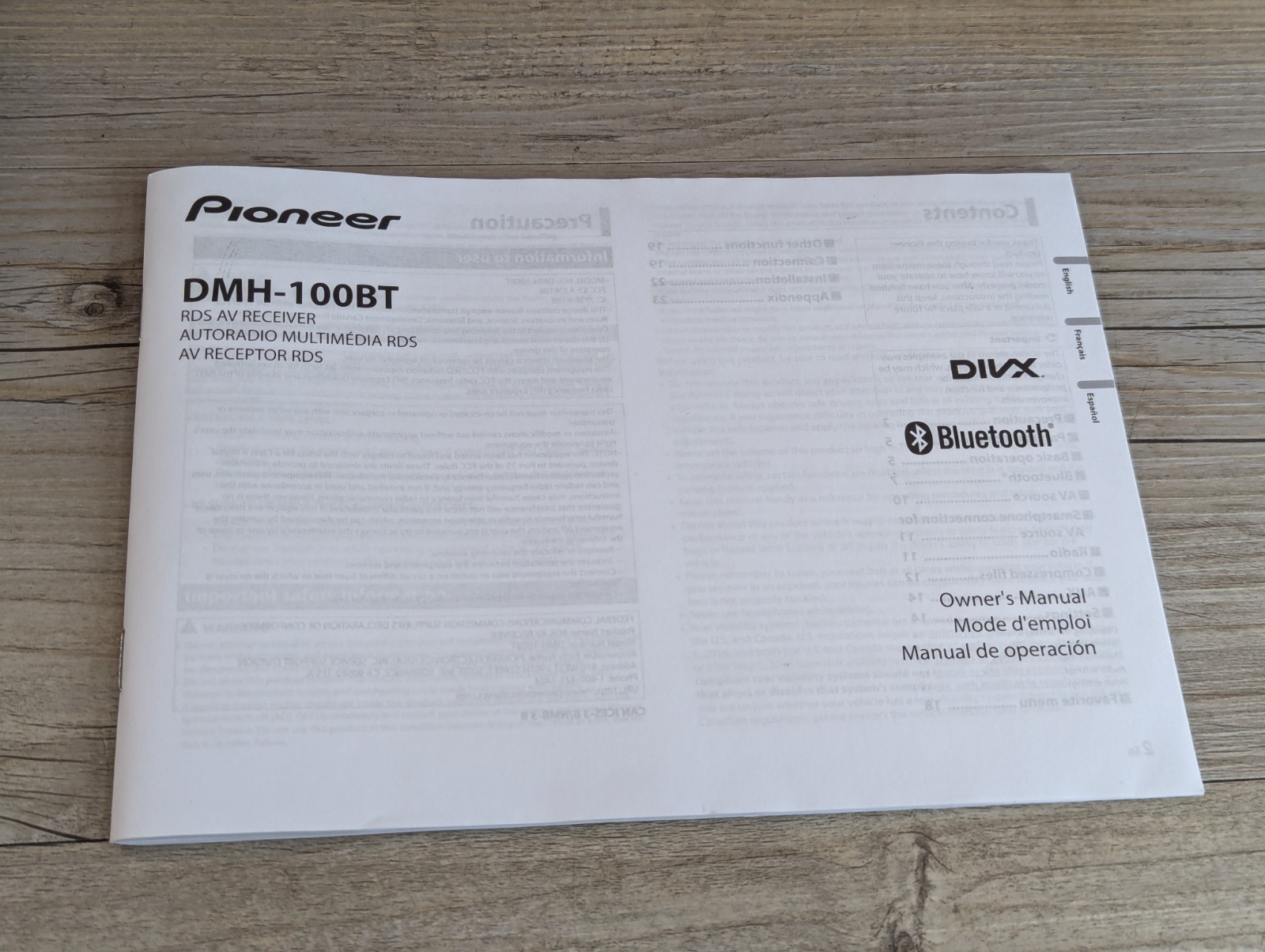 Pioneer DMH-100BT Bluetooth Car Digital Media Receiver 6.2 Inch WVGA Display