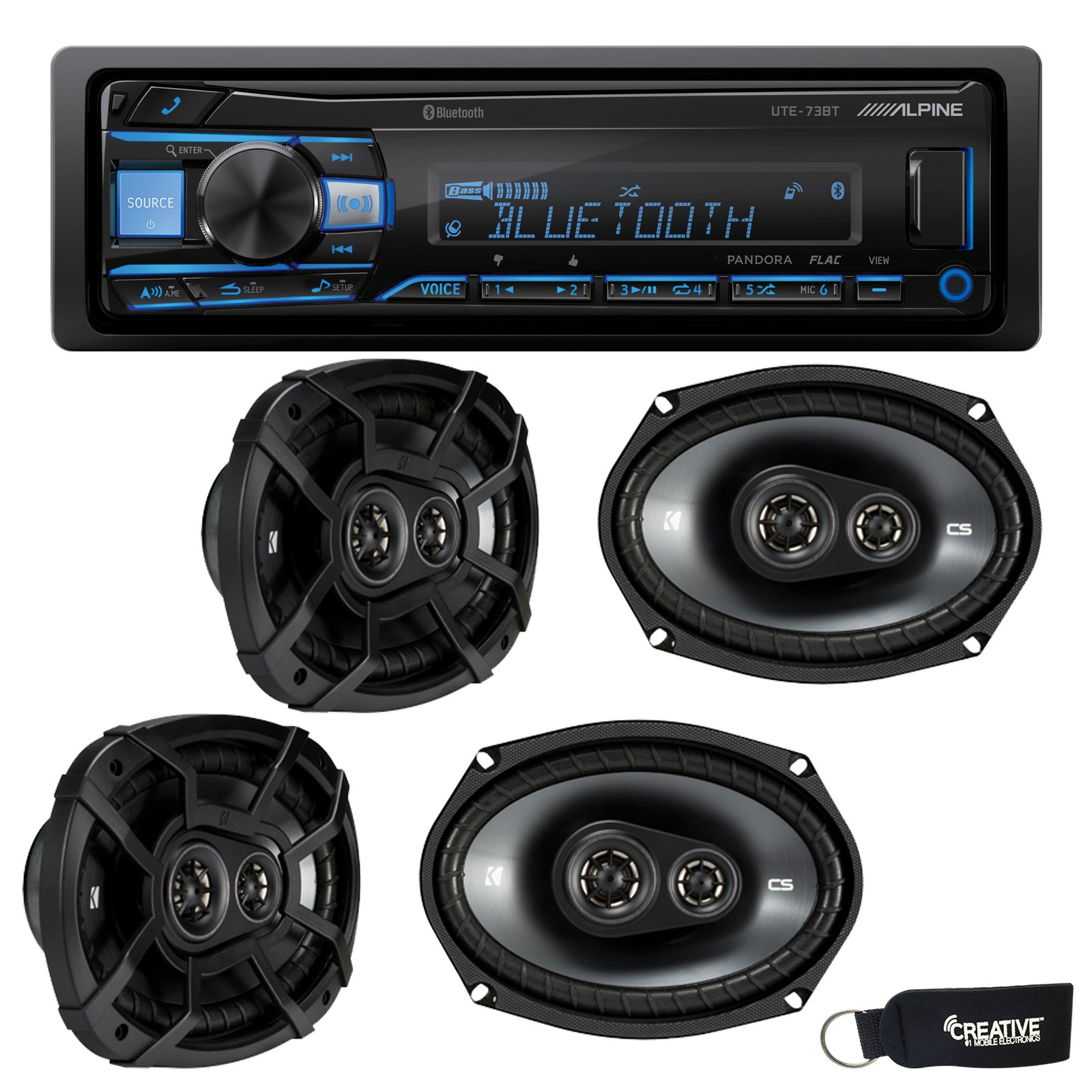 Alpine UTE-73BT BT Receiver No CD Two Pairs of Kicker 43CSC6934 6×9″ Speakers